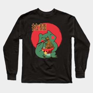 Kawaii Frog Eating Ramen Long Sleeve T-Shirt